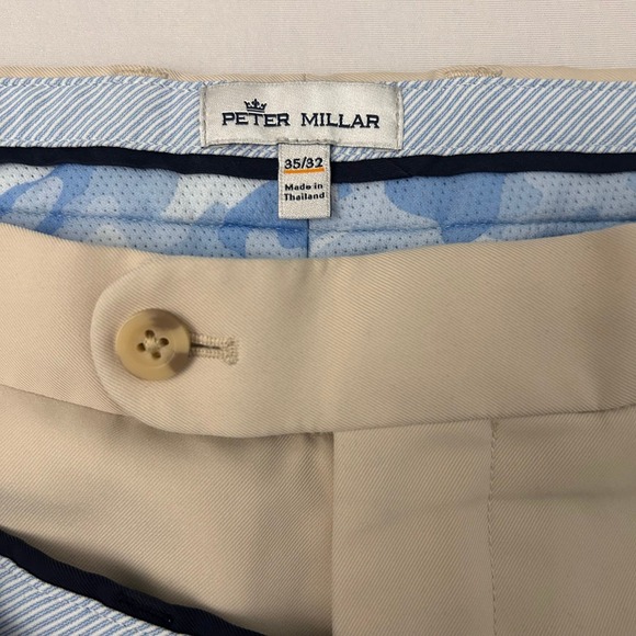 Peter Millar Pants Mens 35 Tan/Navy Performance Stretch Golf Chino Lot of 2